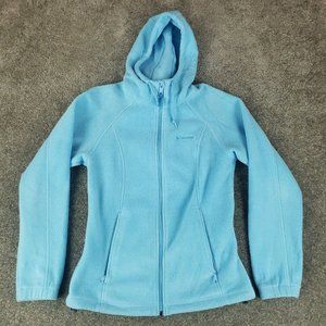 Columbia Jacket Small S Womens Light Blue Long Sleeve Fleeve Full Zip Hooded